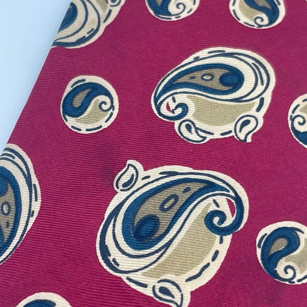 Christian Dior Monsieur Necktie Mens Burgundy Red Paisley Silk 3.75"x57" - Picture 6 of 11
